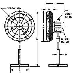 Flameproof Pedestal Fan - General Arrangement